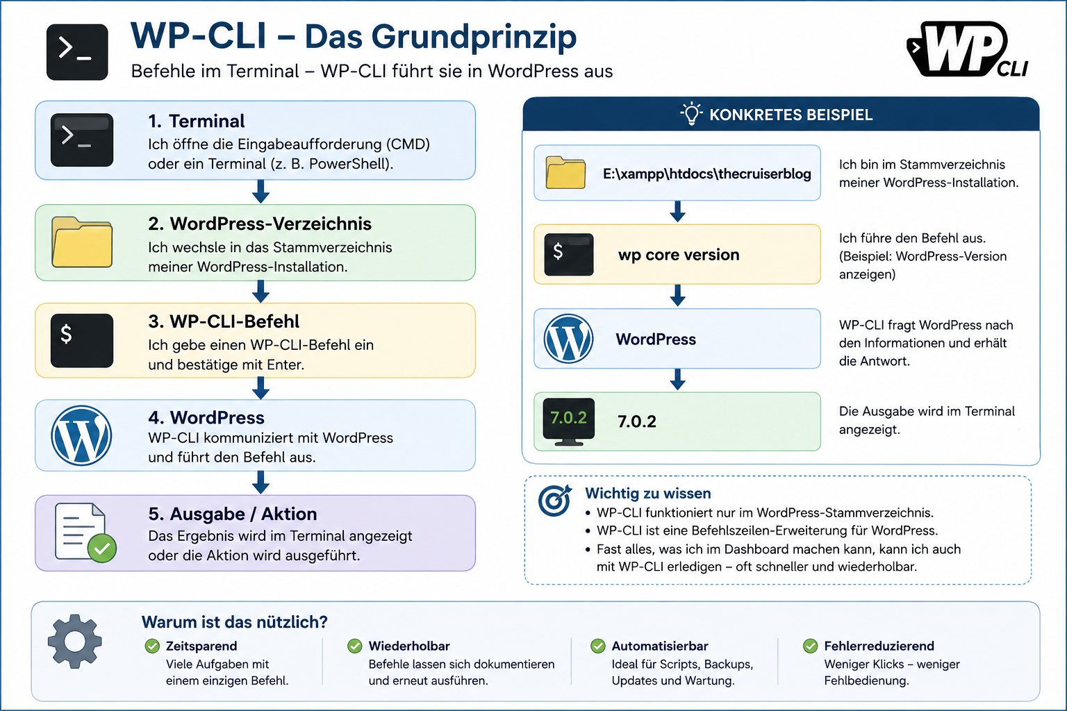 Infografik – WP-CLI Grundprinzip
